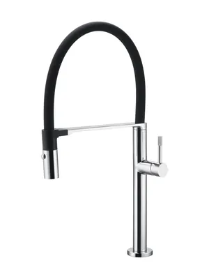 Смеситель Boheme 114-CR для кухни, на 1 отверстие, однозахватный, гибкий излив, хром