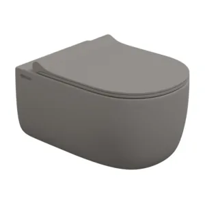 Унитаз подвесной Berges 540х360х330 безободковый, сиденье микролифт, серый мат. 083216
