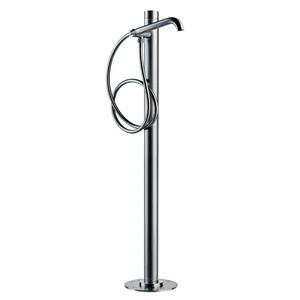 Смеситель для ванны Bossini INL001075 прогрессивный, напольный, длинный излив, атласная сталь