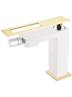 Смеситель Boheme 146-WG для биде, на 1 отверстие, однозахватный, белый+золото