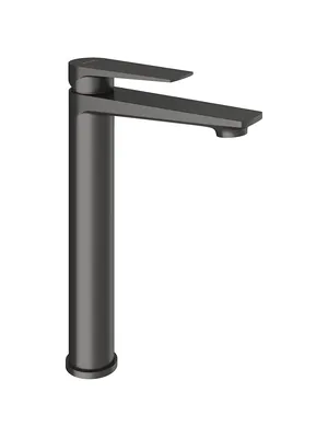 Смеситель для раковины Aqueduto LIN0345 однозахватный, высокий излив 257мм, оружейная сталь