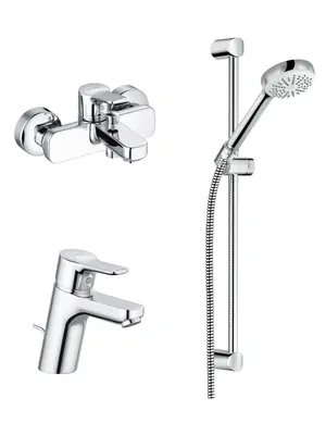 Набор смесителей KLUDI 3in1 для умывальника, ванны/душа, душевой гарнитур, хром 376850565