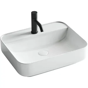 Раковина накладная Ceramicanova 500х400х140 прямоугольная, отв. под смеситель, белый CN5015