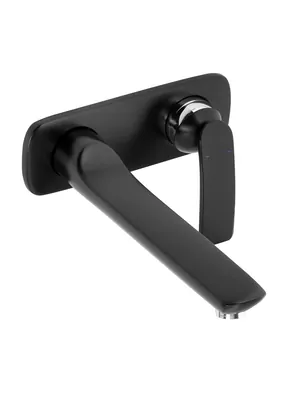 Смеситель KLUDI для умывальника, встраиваемый, излив 235мм, черный матовый/хром 522478775