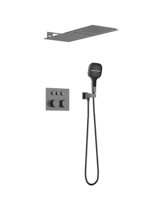 Душевая система Vincea термостатическая,верхний и ручной душ,вороненая сталь VSFW-401TGM