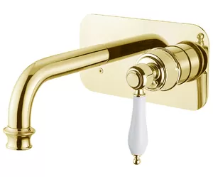 Смеситель CEZARES -BLSM2-03/24-Bi для раковины встраиваемый, однозахват, золото/ручка белая