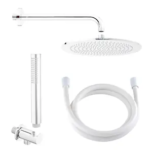 Душевой набор GIULINI верхний и ручной душ, кронштейн, шланг, белый матовый FKD0525XBO