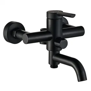 Смеситель для ванны/душа Swedbe 1035В настенный, однорыч., поворот. излив, дивертор, черн. мат