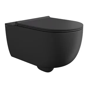 Унитаз подвесной Alice 550х350х345 покрытие Aliglaze+, безободковый, черный мат 32240108+FIX10