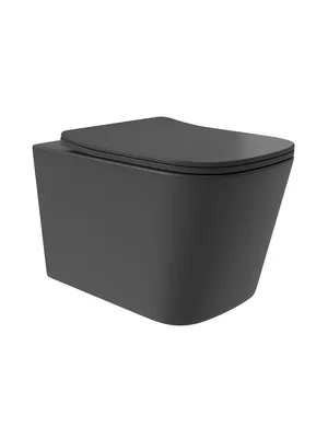 Унитаз подвесной Aqueduto 525х345х345, безобод.,сиденье с микролиф., черный мат. MACT0240