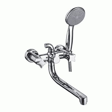 Смеситель Ledeme Н87 настенный, для ванны и душа, с душевой лейкой, хром L2587