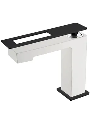 Смеситель Boheme 141-WB для раковины, на 1 отверстие, однозахватный, белый+черный