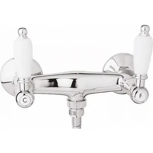 Смеситель CEZARES DS-01-Bi для душа, без излива, выход под шланг 1/2, хром/ручки белые