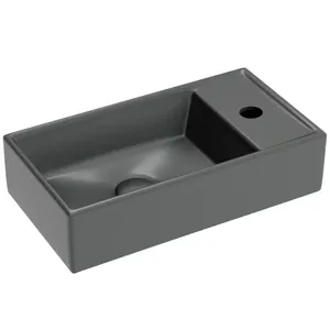 Раковина подвесная Ceramicanova 407х217х100 чаша слева, темный антрацит матовый CN6051LMDH