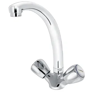 Смеситель для раковины VARION Armaturen 1348 18 2 керамическая кран-букса, поворотный излив