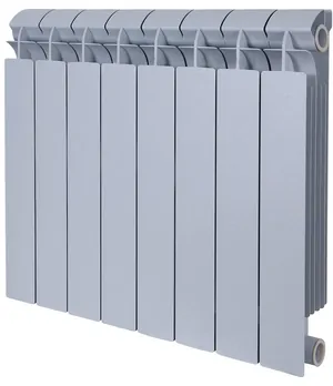 Радиатор биметаллический, 8 секций GLOBAL PLUS 500 ВШГ:575х640х95 1480 Ватт, cod.08 серый