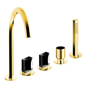 Смеситель Fantini на борт ванны пятисекционный, вылет 17,5см, золото 2901N465S