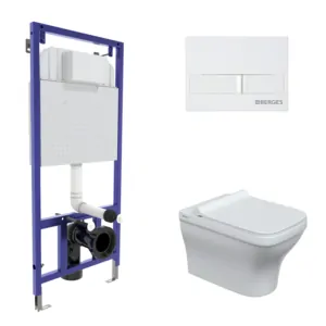 BERGES комплект инсталляции с клавишей смыва L1 белая, унитаз Strati Rimless 4в1 042452
