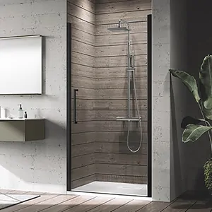 Душевая дверь Novellini 1000х2000 распашная, стекло прозрачное/профиль черный Y21B97-1H