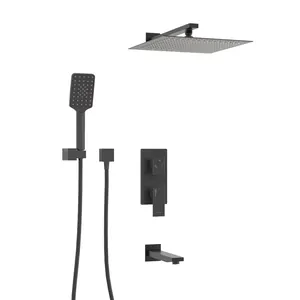 Душевая система WasserKRAFT A172071 встраиваемый смеситель, верхний/ручной душ, черный Soft-touch