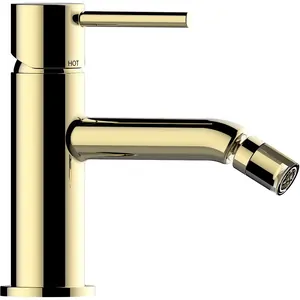 Смеситель для биде Bossini Z00702021 однозахватный, низкий излив, донный клапан, золото