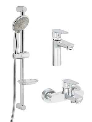 Набор смесителей Vitra 3-в-1 для раковины, ванны и душа, душевой комплект,хром A42301EXP