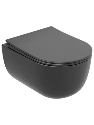 Унитаз подвесной Ceramicanova 490х355х320 без ободка, сиденье, темный антрацит мат. CN6063MDH