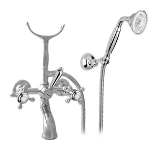Смеситель для ванны Nicolazzi 1402CR70 с душевым гарнитуром, ручки Half Dome, хром