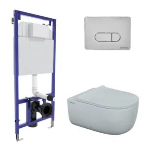 BERGES комплект инсталляции с клавишей смыва D3 хром глянец, унитаз EGO XL Rimless 4в1 043201