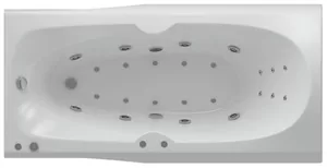 Ванна акриловая Акватек 180х80 аэромассаж, пневмо управление, панель, каркас, слив