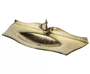 Раковина для тумбы Caprigo 120 (1150х462х150) стеклянная с бортиком, золото OW15-11016-(G)