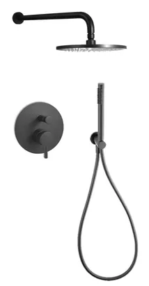 Душевая система Paffoni KITLIG015NO однозахватный смеситель, верхний и ручной душ, черный матовый