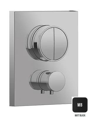 Смеситель для душа Almar термостат встраиваемый на 2 потребителя, внеш.часть, черный матовый E176682.MB