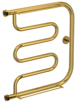 СУНЕРЖА Лира + 2 полки Полотенцесушитель 500х500 золото, нак. гайка 1"
