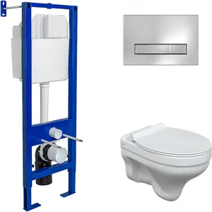 BERGES комплект инсталляция ATOM Line 410, клавиша хром глянц., унитаз ALBIT S, сиденье 042443