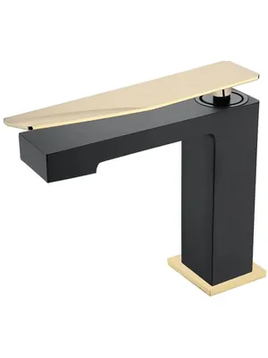 Смеситель Boheme 141-BG.2 для раковины, на 1 отверстие, однозахватный, черный+золото