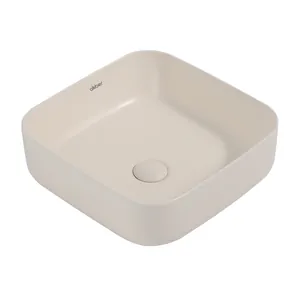 Раковина накладная ABBER 385х385х135 без отв. под смеситель, светло-бежевый мат. AC2211MBE