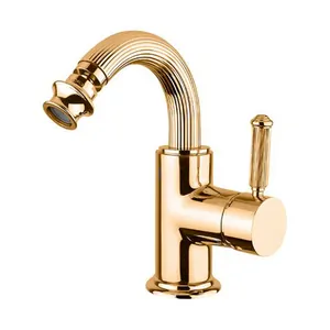 Смеситель CEZARES -BSM2-03/24-L для биде, однорычажный, донный клапан, золото/ручки металл
