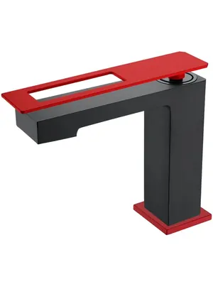 Смеситель Boheme 141-BR для раковины, на 1 отверстие, однозахватный, черный+красный