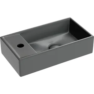 Раковина подвесная Ceramicanova 407х217х100 чаша справа, темный антрацит матовый CN6051RMDH