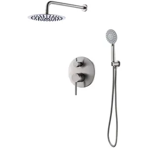 Душевой набор BelBagno -SET-DDS-IN со встроенным смесителем, верхним и ручным душем, сатин