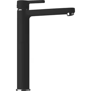 Смеситель для раковины Paini однозахватный, высокий излив 252мм, черный мат. 92YO205LLBLLMKM