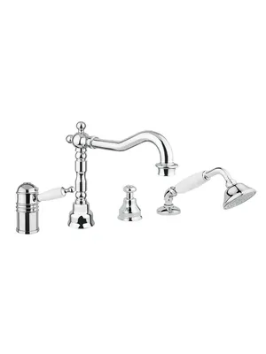 Смеситель на борт ванны Migliore термостат, на 4 отв., ручка белая, хром ML.OXF-6358.BI.CR