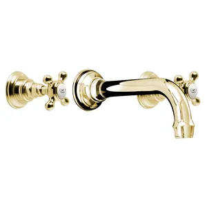Смеситель для раковины Devon&Devon /AUST-3FOT настенный, на 3 отверстия, светлое золото