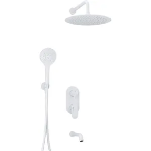Душевая система WasserKRAFT встраиваемый смеситель с изливом, верхний/ручной душ, белый матовый