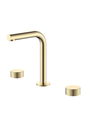 Смеситель Boheme 152-G.4 для раковины, на 3 отверстия, двухзахв, ручки spirale, золото