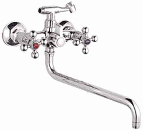 Смеситель Ledeme Н19 настенный, для ванны и душа, двухзахватный, с душевой лейкой, хром L2719