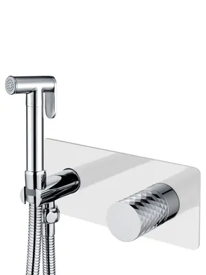 Смеситель Boheme 127-WCR встраиваемый, с гиг душем, однозахв, ручка:diamond, белый+хром