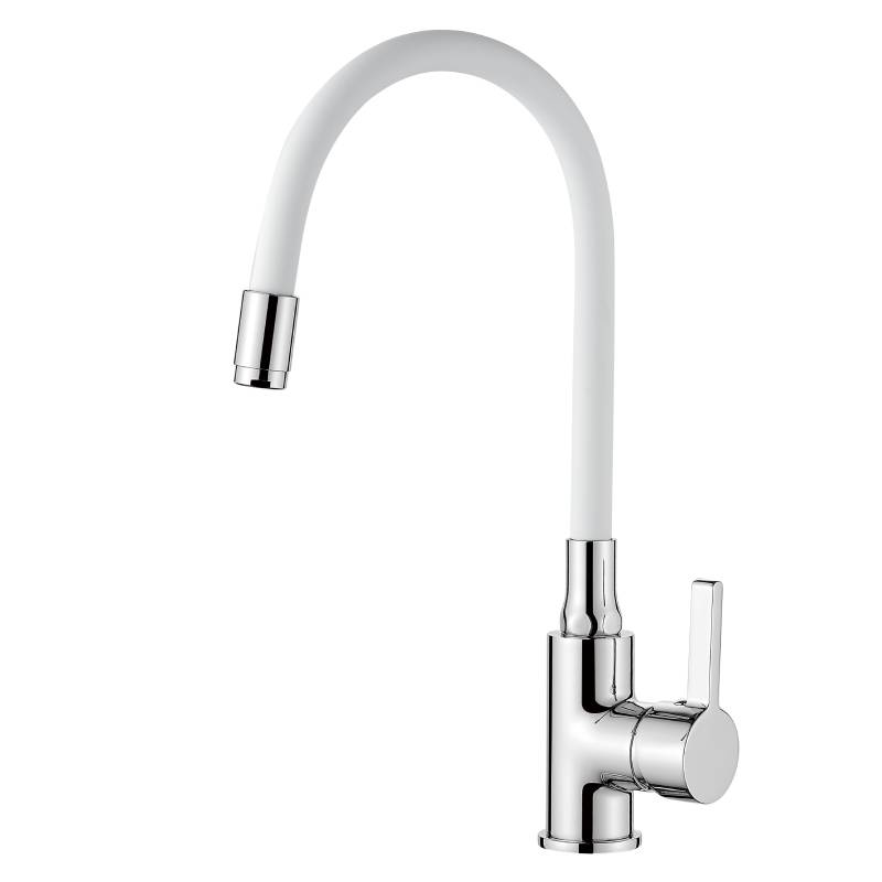 Смеситель Ledeme для кухни, с гибким изливом, однозахватный, белый L4898-3