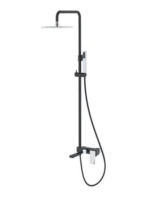 Душевой комплект Boheme 148-BCR.2 настенный, однозахватный, верхний/ручной душ, черный+хром